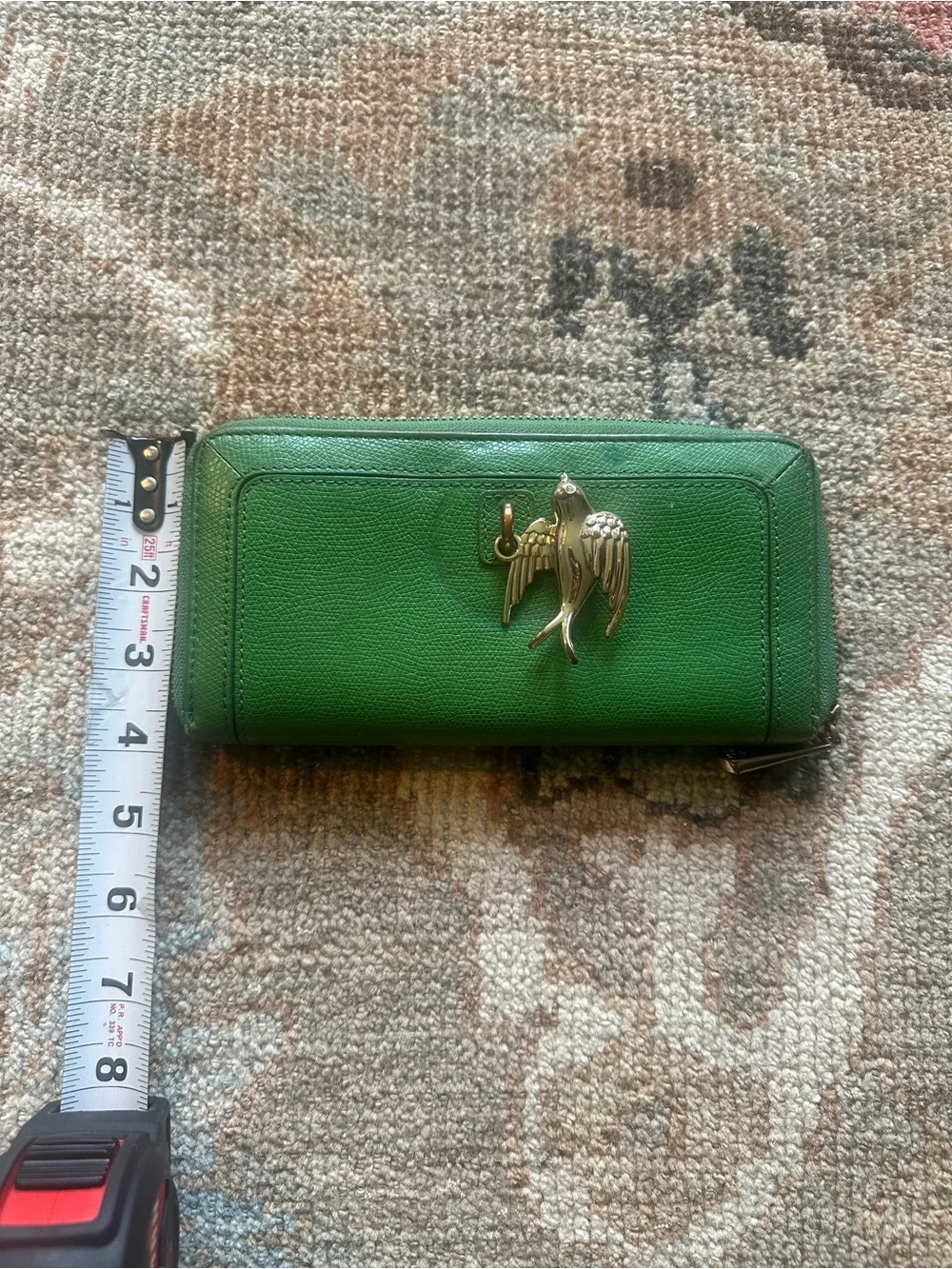 Juicy couture Green Zip Wallet with Gold Bird Accent